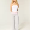 Foldover Waist Knit Flare Pants