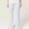 Foldover Waist Knit Flare Pants