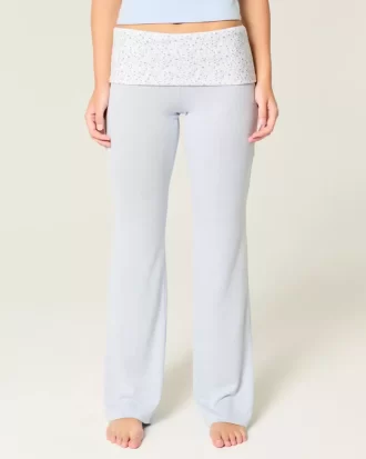 Foldover Waist Knit Flare Pants