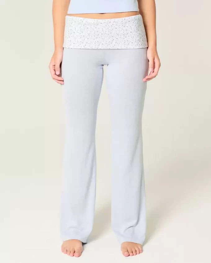 Foldover Waist Knit Flare Pants