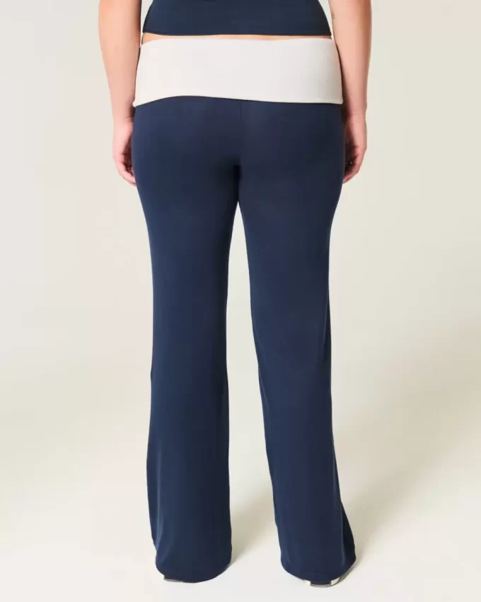 Foldover Waist Knit Flare Pants