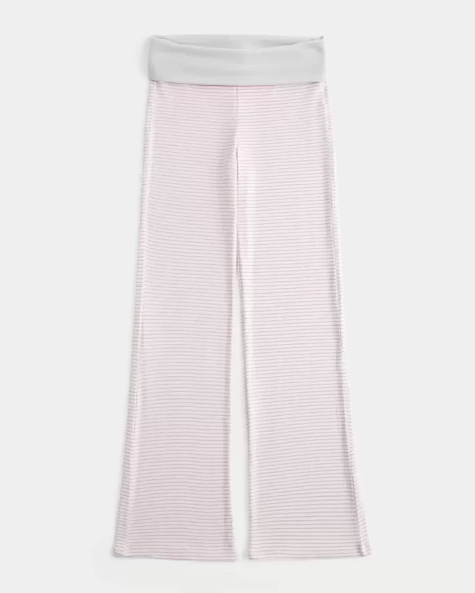 Foldover Waist Knit Flare Pants