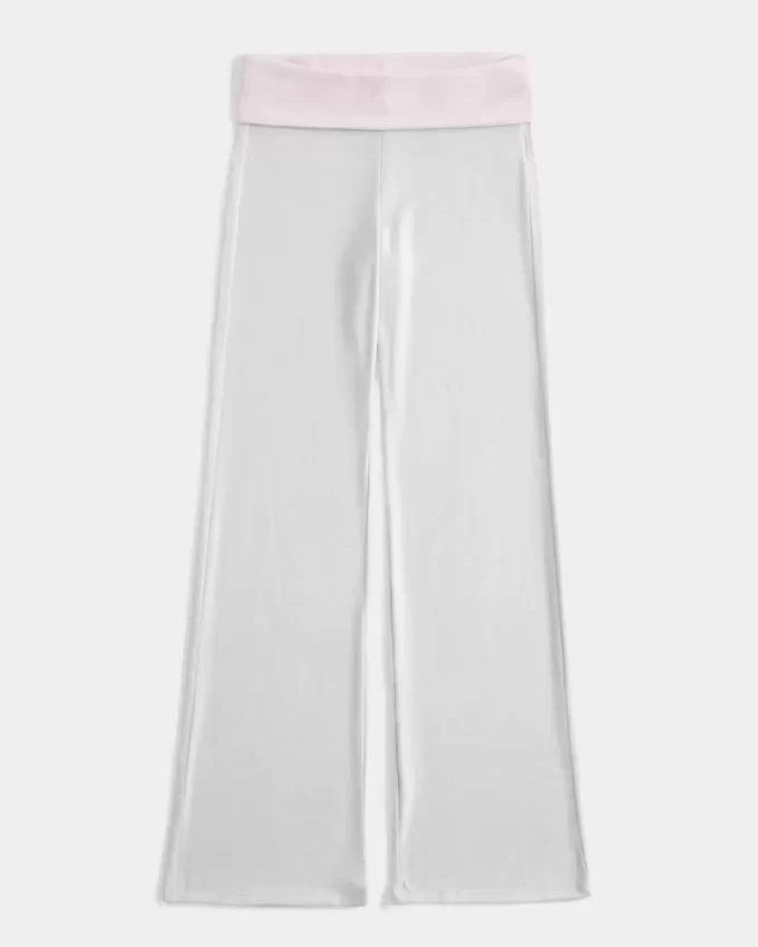 Foldover Waist Knit Flare Pants