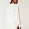 Gauze Button-Through Mini Shirt Dress