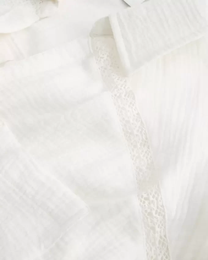 Gauze Button-Through Mini Shirt Dress