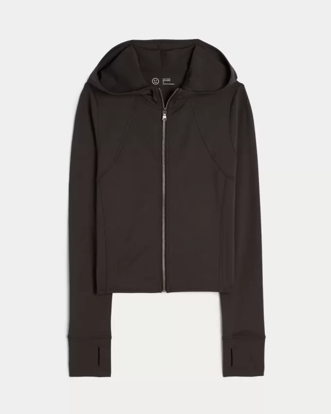 Gilly Hicks Active Recharge Hooded Crop Zip-Up Top Gilly Hicks Active Recharge Hooded Crop Zip-Up Top