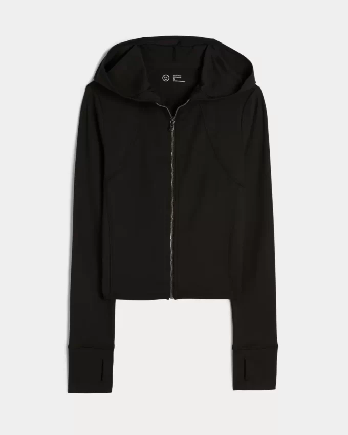 Gilly Hicks Active Recharge Hooded Crop Zip-Up Top Gilly Hicks Active Recharge Hooded Crop Zip-Up Top