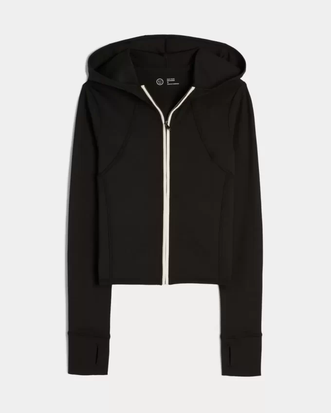 Gilly Hicks Active Recharge Hooded Crop Zip-Up Top