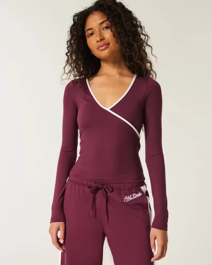 Gilly Hicks Active Tipped Wrap Top