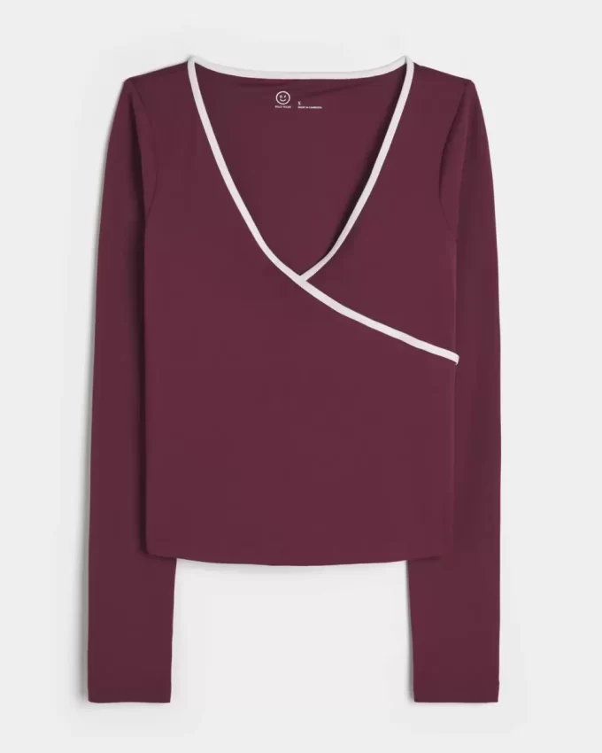 Gilly Hicks Active Tipped Wrap Top