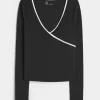 Gilly Hicks Active Tipped Wrap Top