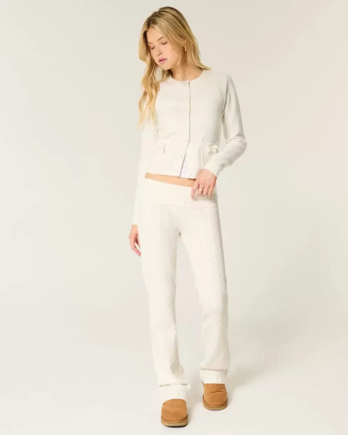 Gilly Hicks Cable-Knit Foldover Boot Pants