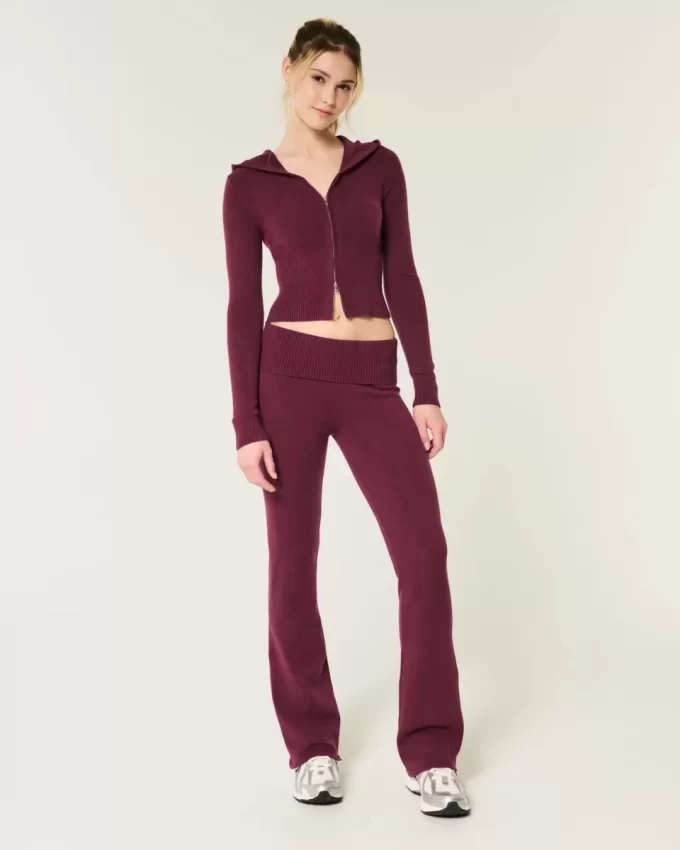 Gilly Hicks Cozy Sweater-Knit Foldover Waist Boot Pants