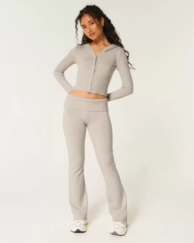 Gilly Hicks Cozy Sweater-Knit Foldover Waist Boot Pants