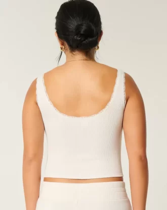 Gilly Hicks Cozy Waffle Lace Trim Tank