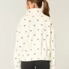 Gilly Hicks Sherpa Embroidered Zip-Up Top