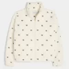 Gilly Hicks Sherpa Embroidered Zip-Up Top