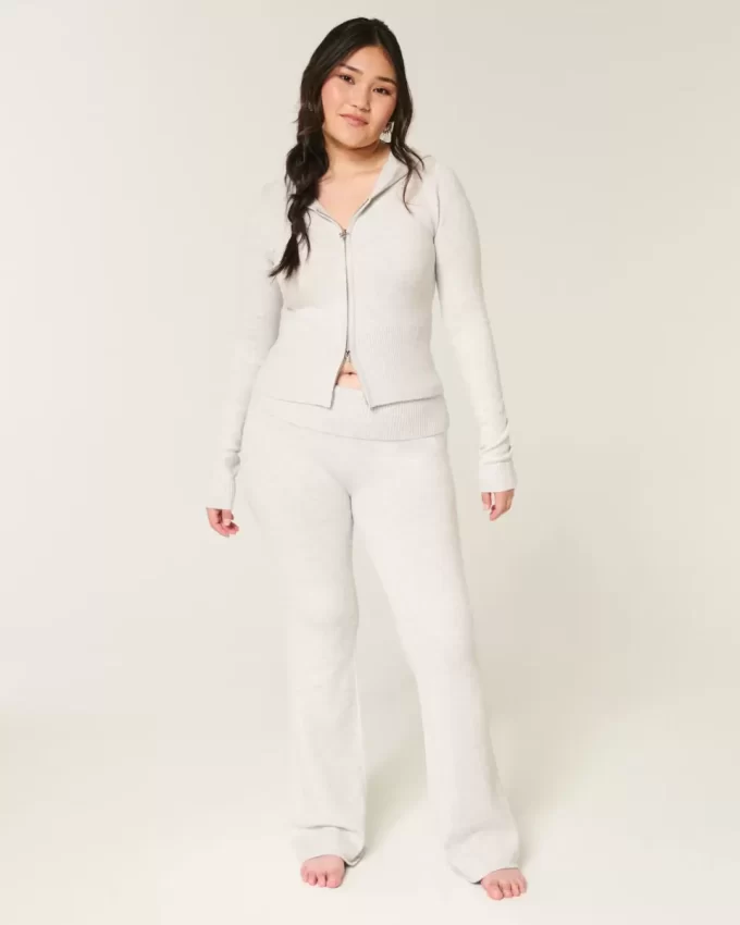 Gilly Hicks Sweater-Knit Foldover Waist Boot Pants