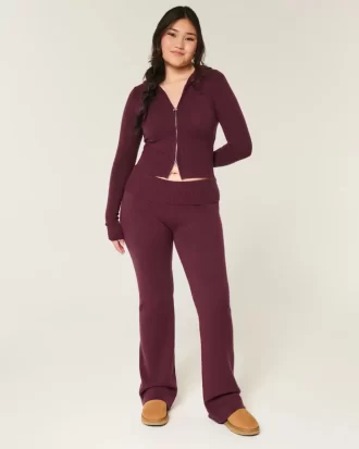 Gilly Hicks Sweater-Knit Foldover Waist Boot Pants