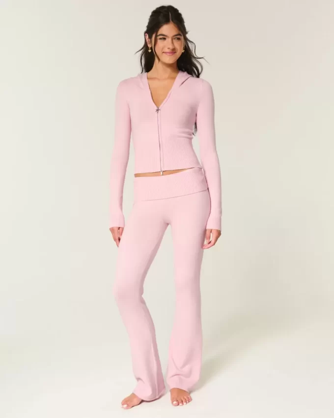 Gilly Hicks Sweater-Knit Foldover Waist Boot Pants