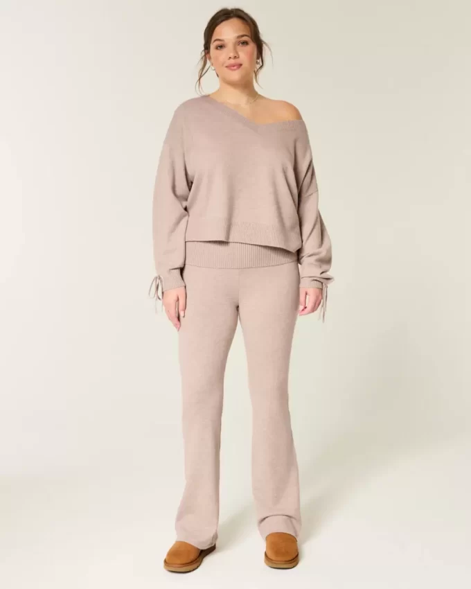Gilly Hicks Sweater-Knit Foldover Waist Boot Pants