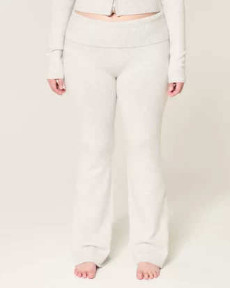 Gilly Hicks Sweater-Knit Foldover Waist Boot Pants