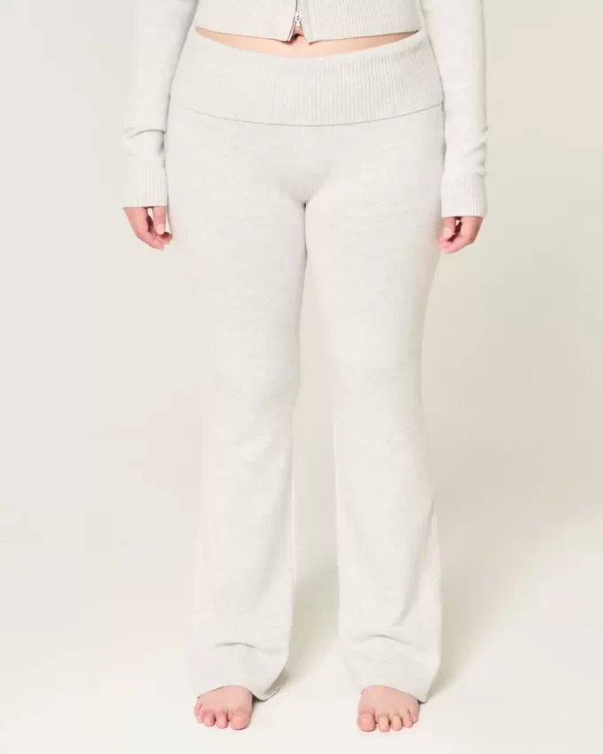 Gilly Hicks Sweater-Knit Foldover Waist Boot Pants