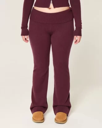 Gilly Hicks Sweater-Knit Foldover Waist Boot Pants