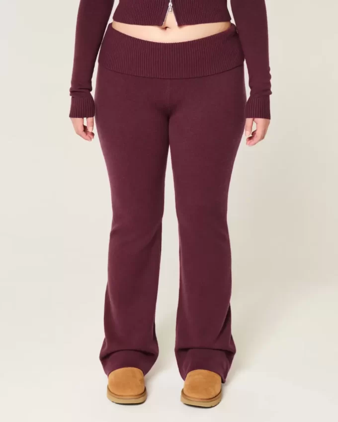 Gilly Hicks Sweater-Knit Foldover Waist Boot Pants