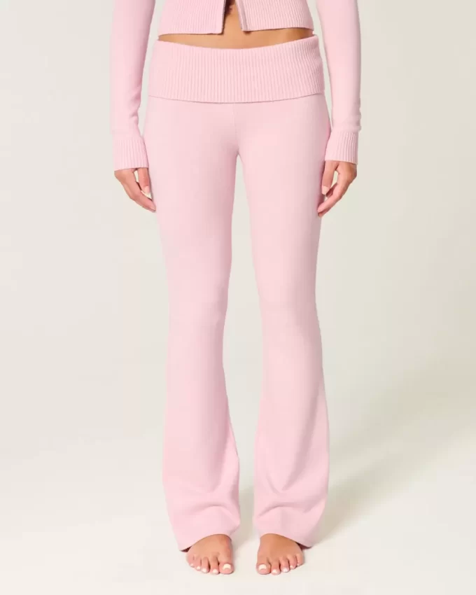 Gilly Hicks Sweater-Knit Foldover Waist Boot Pants