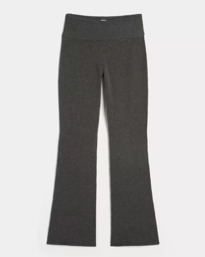 Gilly Hicks Sweater-Knit Foldover Waist Boot Pants
