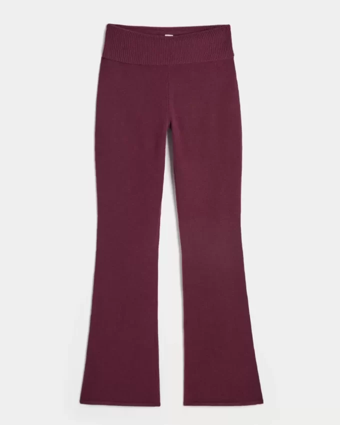 Gilly Hicks Sweater-Knit Foldover Waist Boot Pants