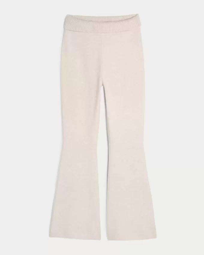 Gilly Hicks Sweater-Knit Foldover Waist Flare Pants