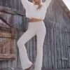 Gilly Hicks Sweater-Knit Foldover Waist Flare Pants