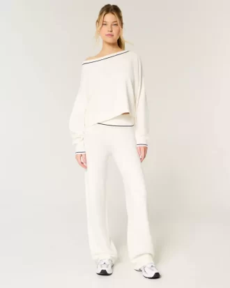 Gilly Hicks Sweater-Knit Foldover Waist Straight Pants