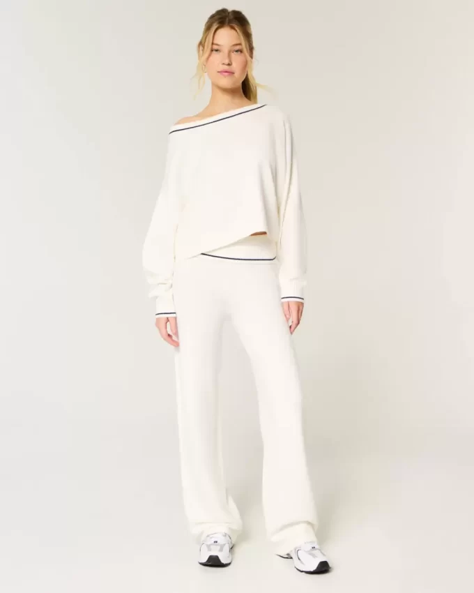Gilly Hicks Sweater-Knit Foldover Waist Straight Pants