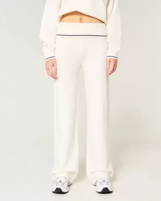 Gilly Hicks Sweater-Knit Foldover Waist Straight Pants