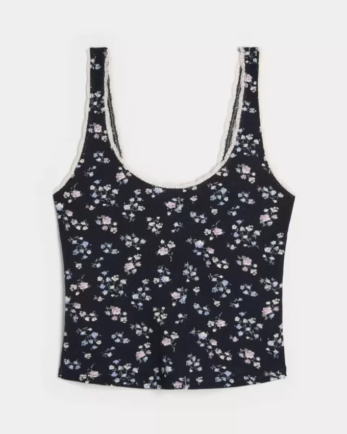 Gilly Hicks Waffle Lace Trim Tank