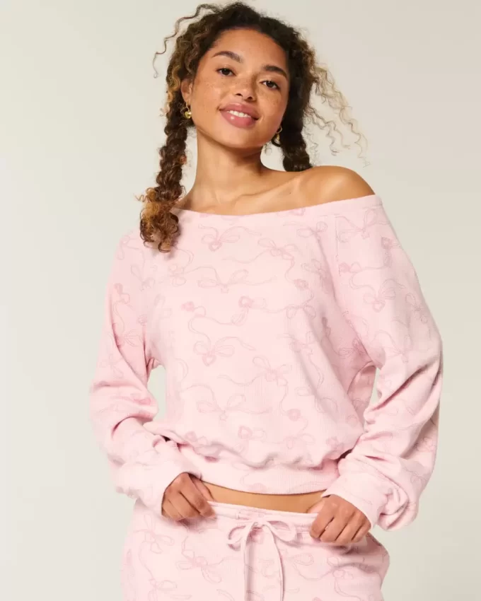 Gilly Hicks Waffle Off-the-Shoulder Top