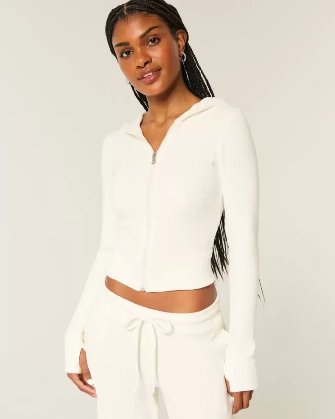 Gilly Hicks Waffle Zip-Up Hoodie