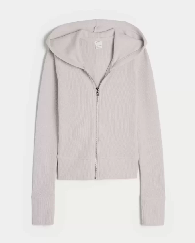Gilly Hicks Waffle Zip-Up Hoodie Gilly Hicks Waffle Zip-Up Hoodie