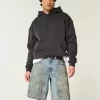 Greased Baggy Jean Shorts