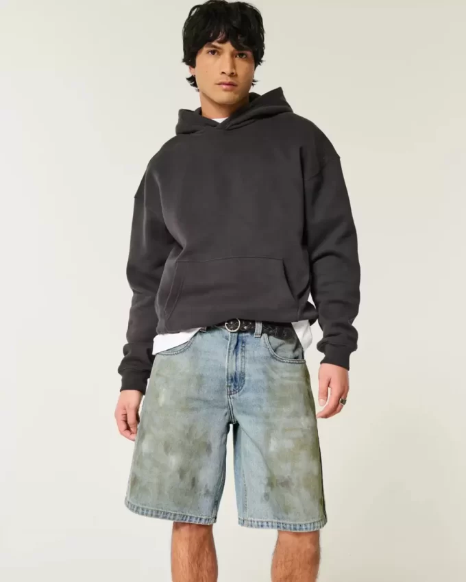 Greased Baggy Jean Shorts
