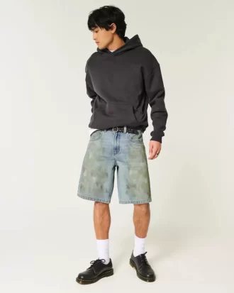 Greased Baggy Jean Shorts