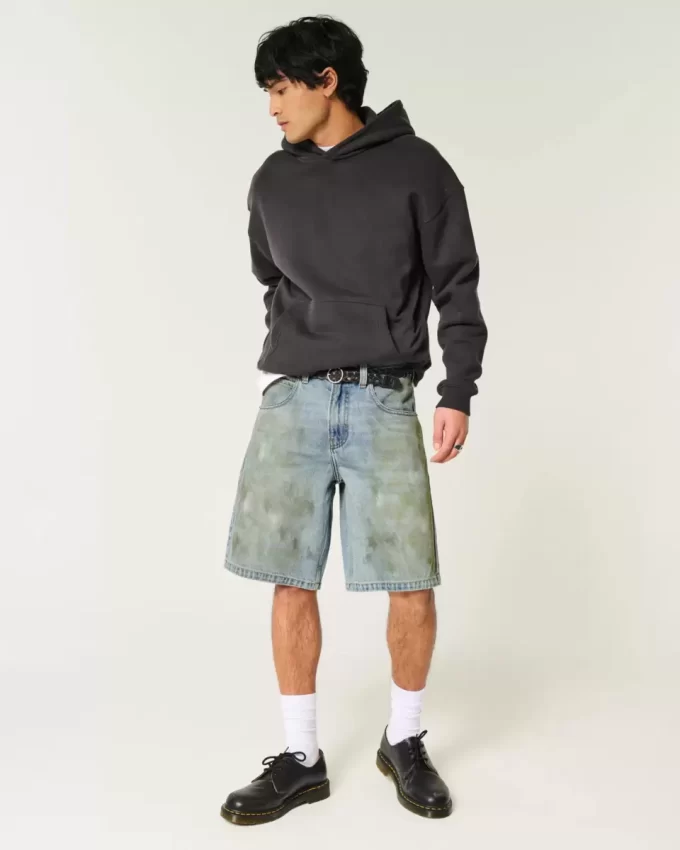 Greased Baggy Jean Shorts