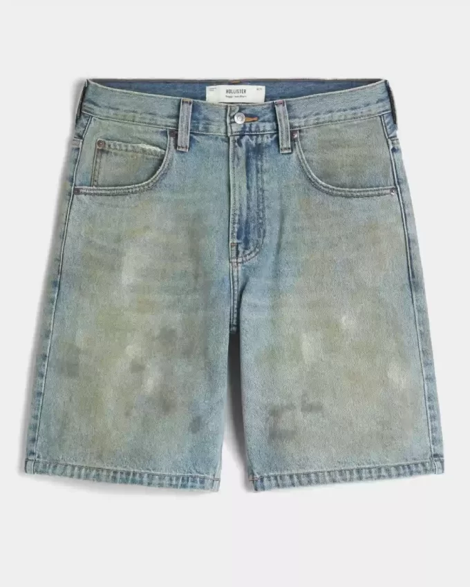 Greased Baggy Jean Shorts