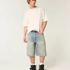 Greased Medium Wash Super Baggy Denim Shorts
