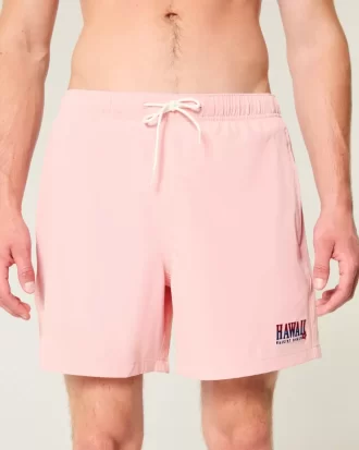Hawaii Graphic Mid-Thigh Volley Swim Trunks