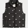 Heart Pattern Puffer Vest