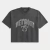 Heavyweight Baggy Crop Detroit Graphic Football T-Shirt